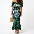 Custom Aotearoa Ngati Ranginui Mermaid Dress Maori Tribal Pattern