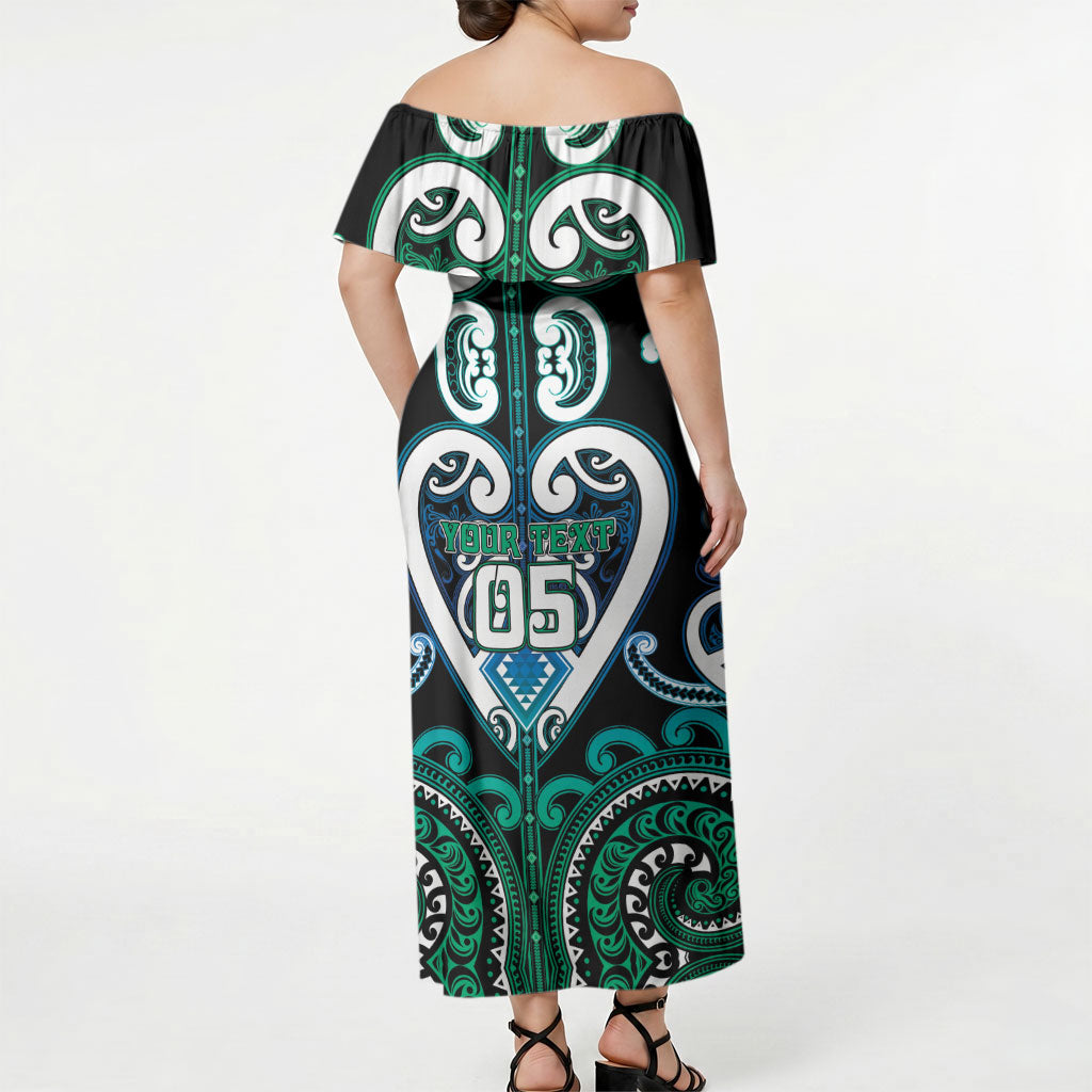 Custom Aotearoa Ngati Ranginui Off Shoulder Maxi Dress Maori Tribal Pattern