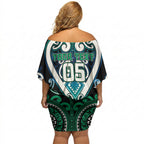 Custom Aotearoa Ngati Ranginui Off Shoulder Short Dress Maori Tribal Pattern