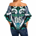 Custom Aotearoa Ngati Ranginui Off Shoulder Wrap Waist Top Maori Tribal Pattern