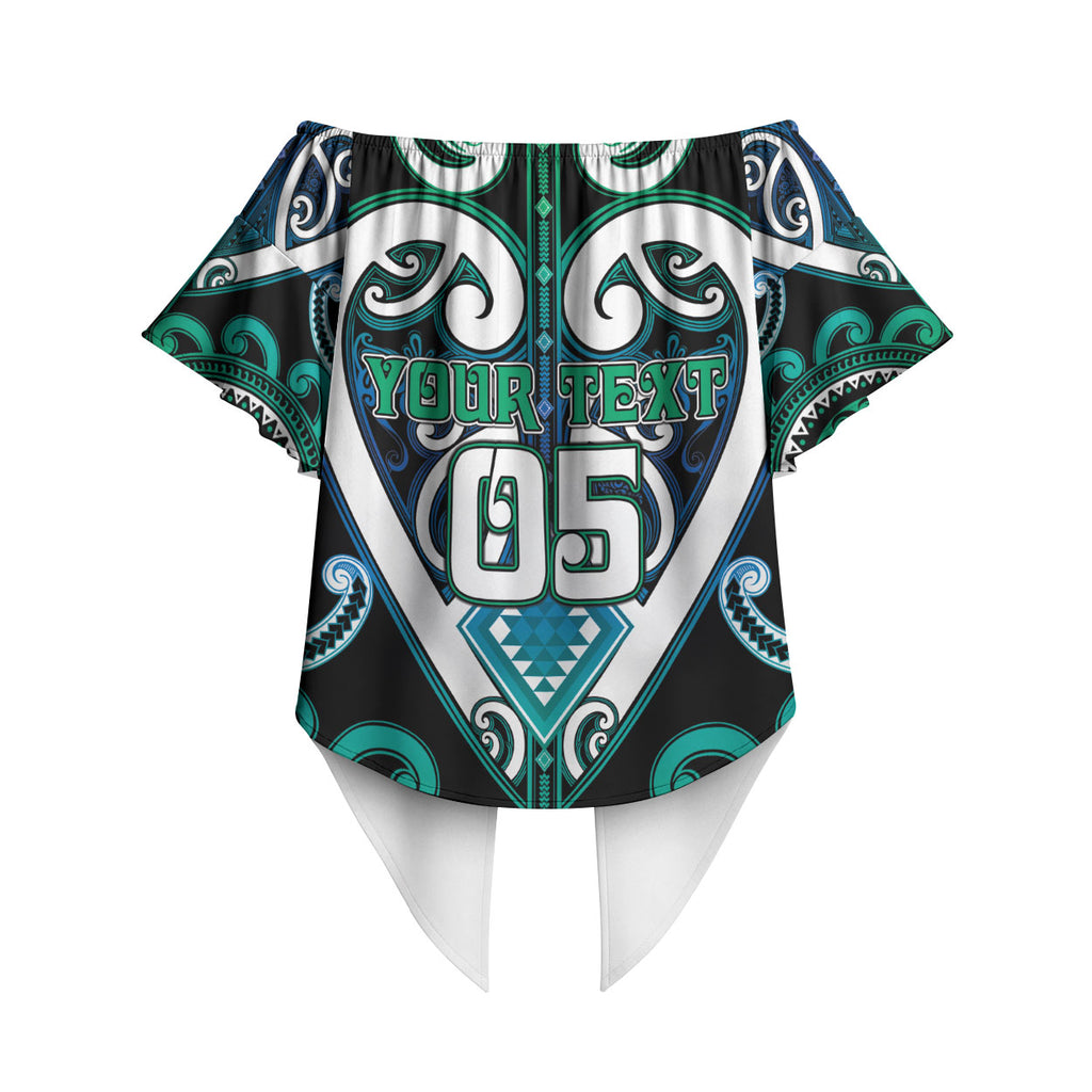 Custom Aotearoa Ngati Ranginui Off Shoulder Wrap Waist Top Maori Tribal Pattern