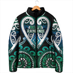 Custom Aotearoa Ngati Ranginui Padded Jacket Maori Tribal Pattern