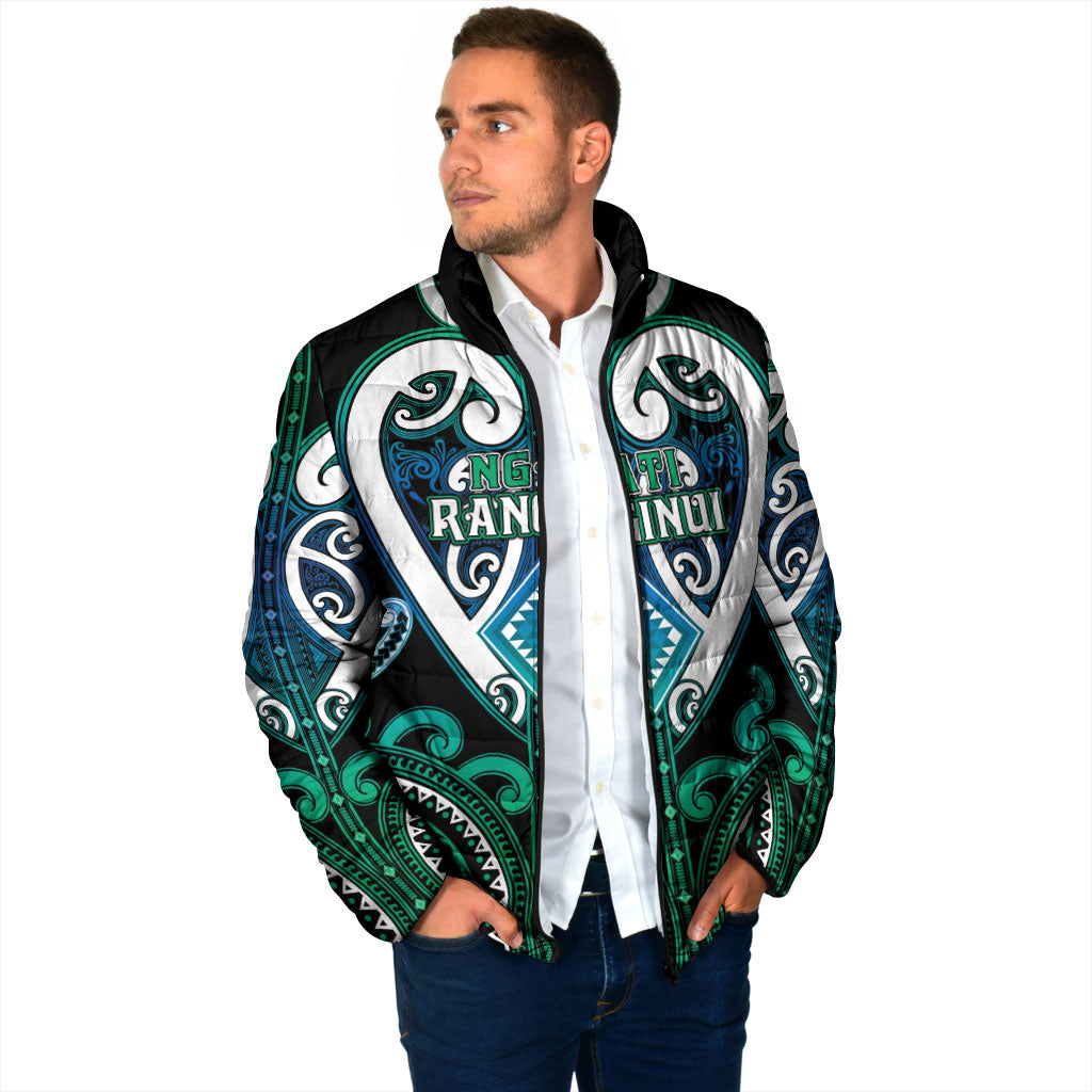Custom Aotearoa Ngati Ranginui Padded Jacket Maori Tribal Pattern
