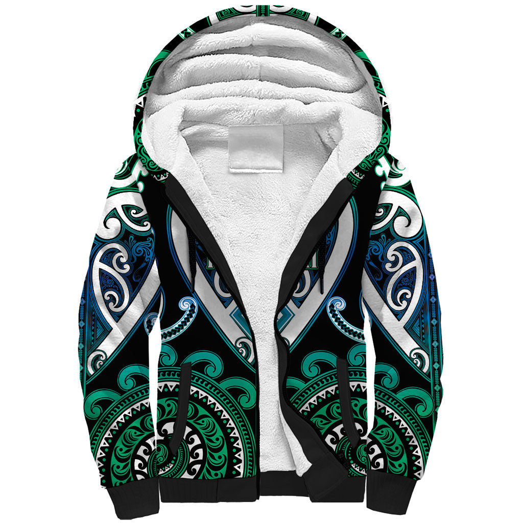 Custom Aotearoa Ngati Ranginui Sherpa Hoodie Maori Tribal Pattern
