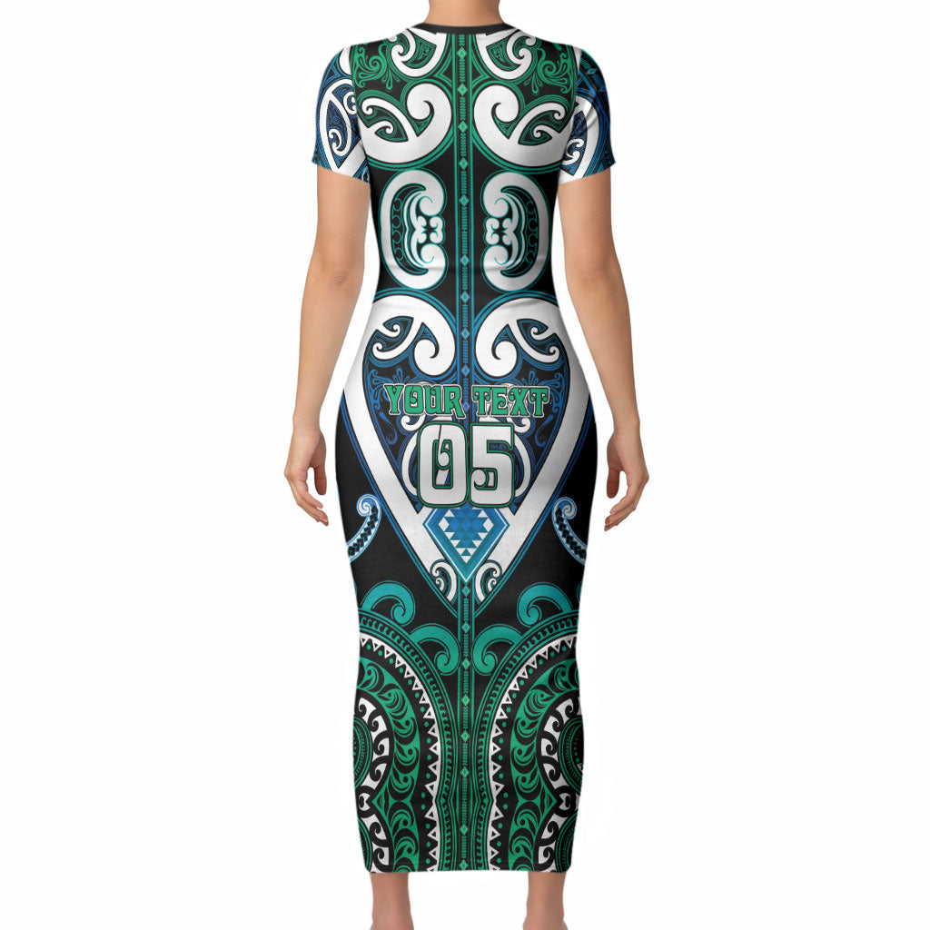 Custom Aotearoa Ngati Ranginui Short Sleeve Bodycon Dress Maori Tribal Pattern