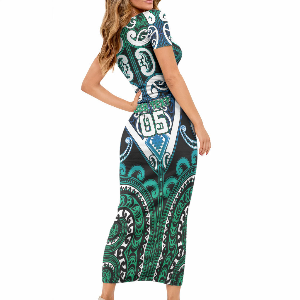 Custom Aotearoa Ngati Ranginui Short Sleeve Bodycon Dress Maori Tribal Pattern