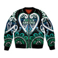 Custom Aotearoa Ngati Ranginui Sleeve Zip Bomber Jacket Maori Tribal Pattern