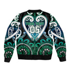 Custom Aotearoa Ngati Ranginui Sleeve Zip Bomber Jacket Maori Tribal Pattern
