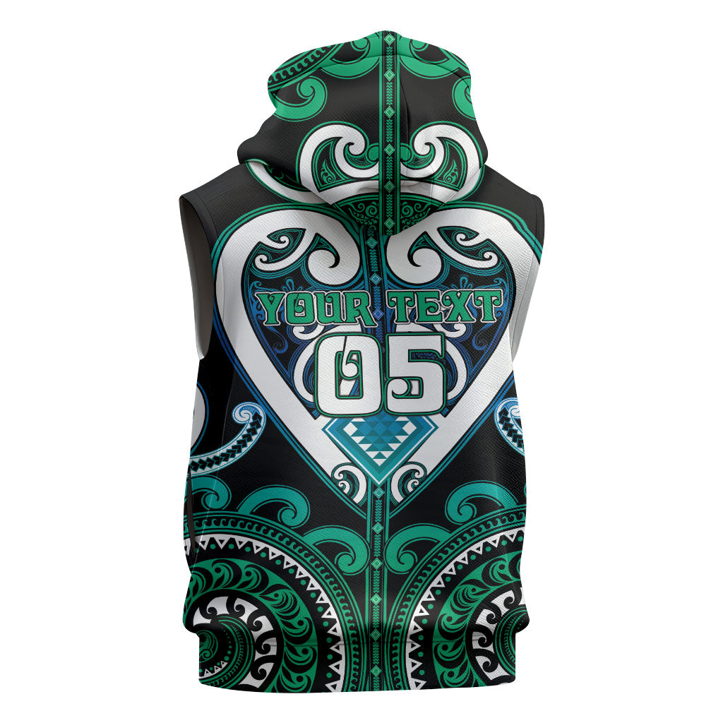 Custom Aotearoa Ngati Ranginui Sleeveless Hoodie Maori Tribal Pattern