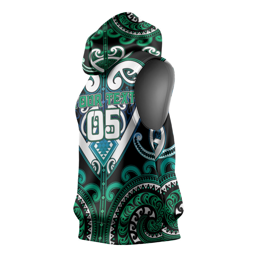 Custom Aotearoa Ngati Ranginui Sleeveless Hoodie Maori Tribal Pattern