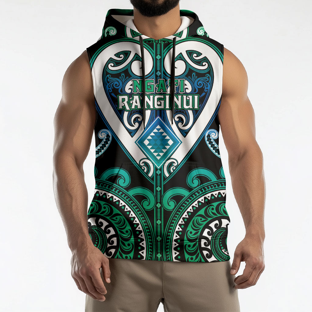 Custom Aotearoa Ngati Ranginui Sleeveless Hoodie Maori Tribal Pattern