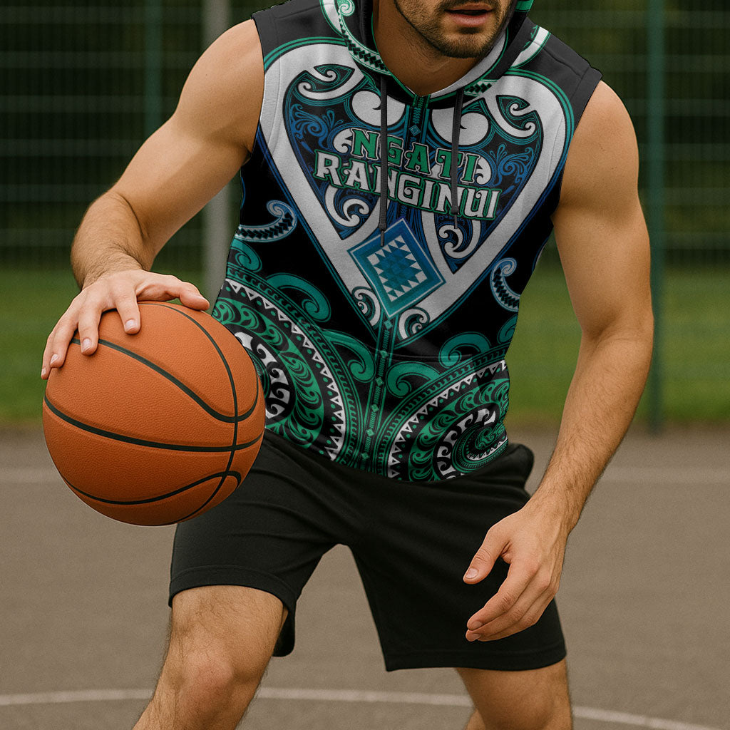 Custom Aotearoa Ngati Ranginui Sleeveless Hoodie Maori Tribal Pattern