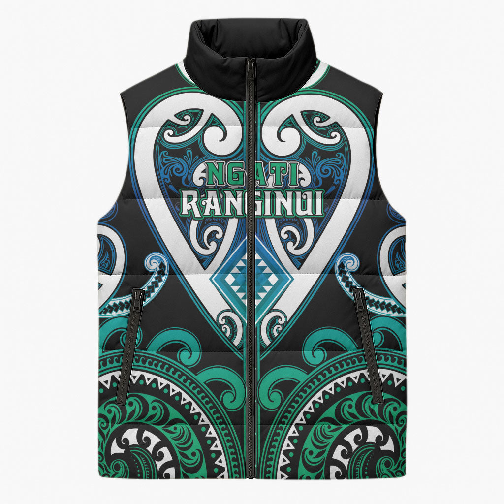 Custom Aotearoa Ngati Ranginui Sleeveless Puffer Jacket Maori Tribal Pattern