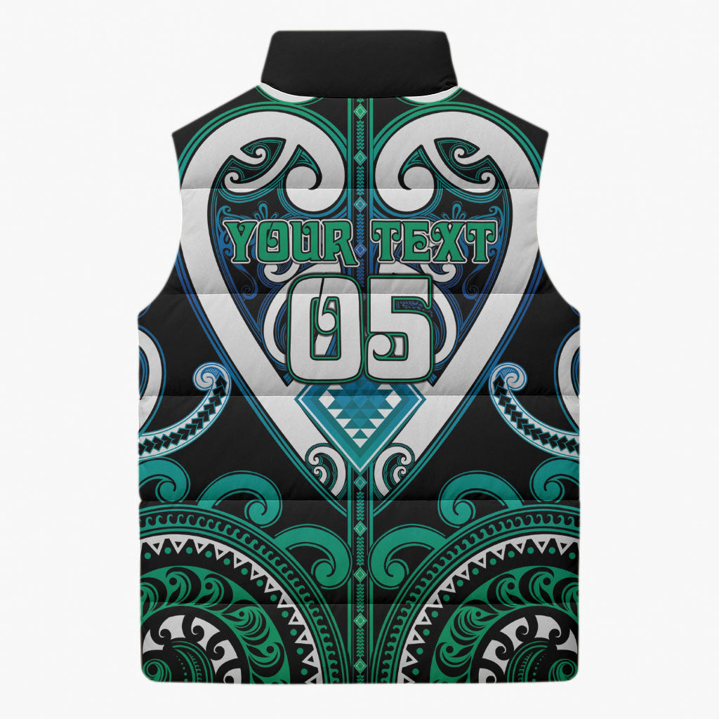 Custom Aotearoa Ngati Ranginui Sleeveless Puffer Jacket Maori Tribal Pattern