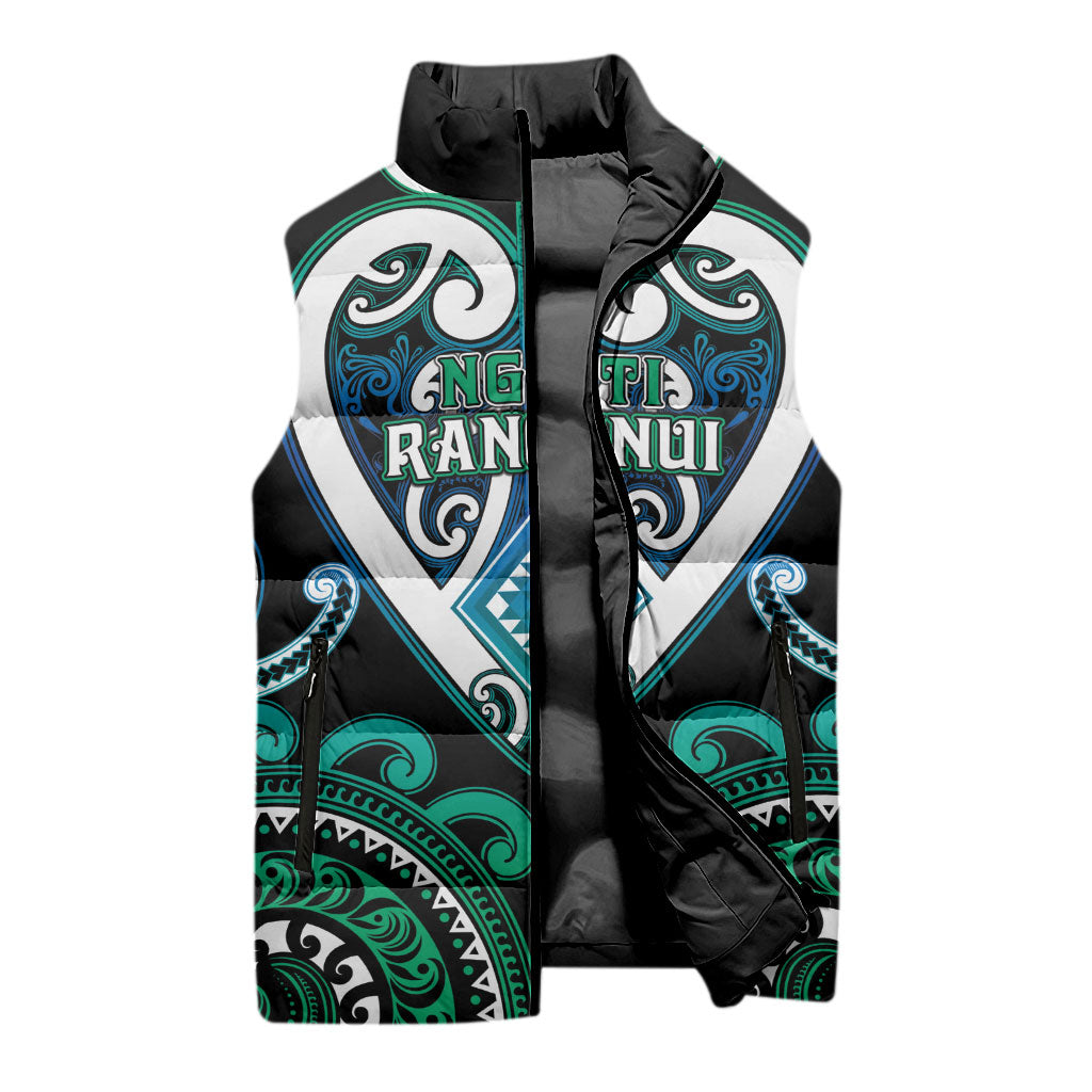 Custom Aotearoa Ngati Ranginui Sleeveless Puffer Jacket Maori Tribal Pattern