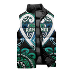 Custom Aotearoa Ngati Ranginui Sleeveless Puffer Jacket Maori Tribal Pattern