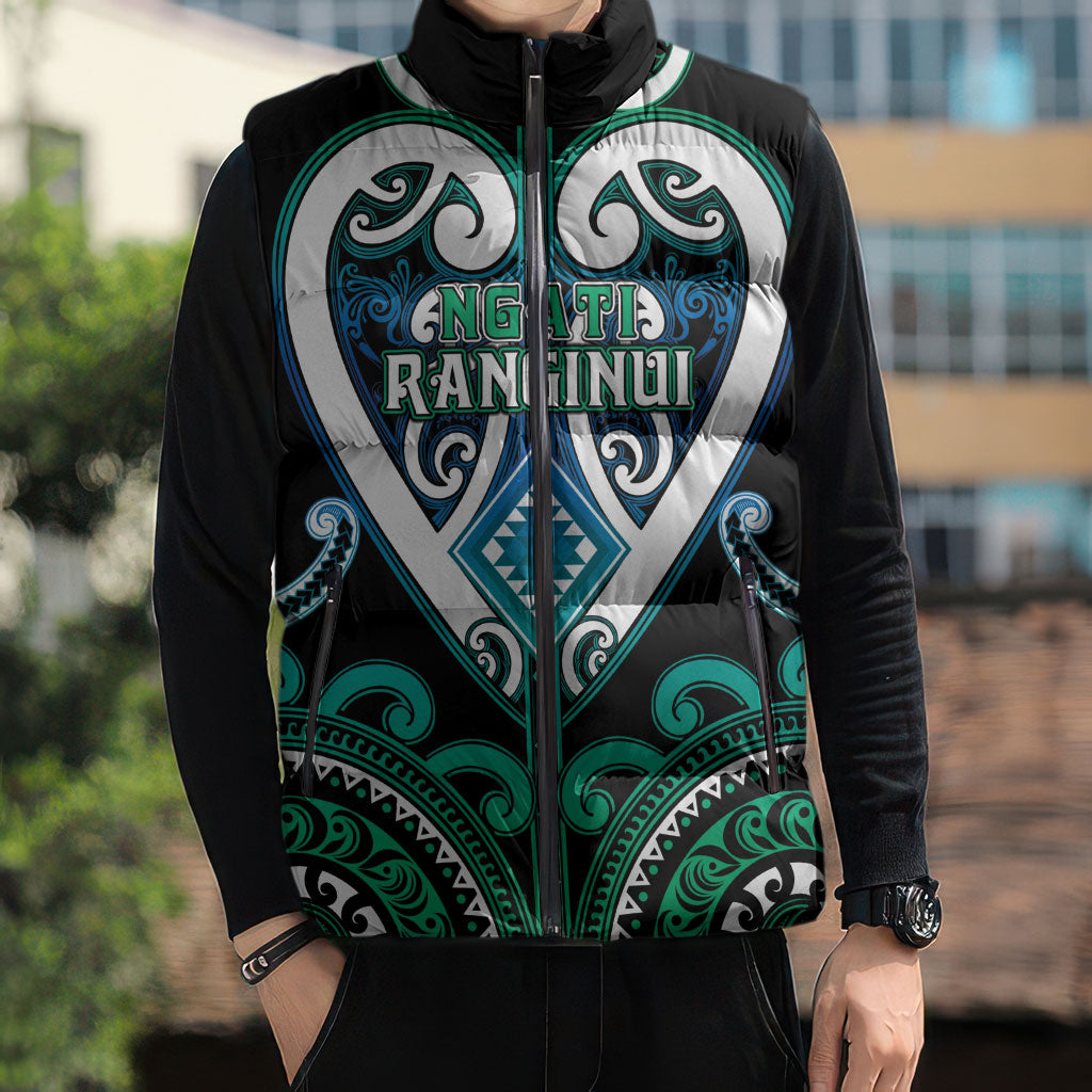 Custom Aotearoa Ngati Ranginui Sleeveless Puffer Jacket Maori Tribal Pattern