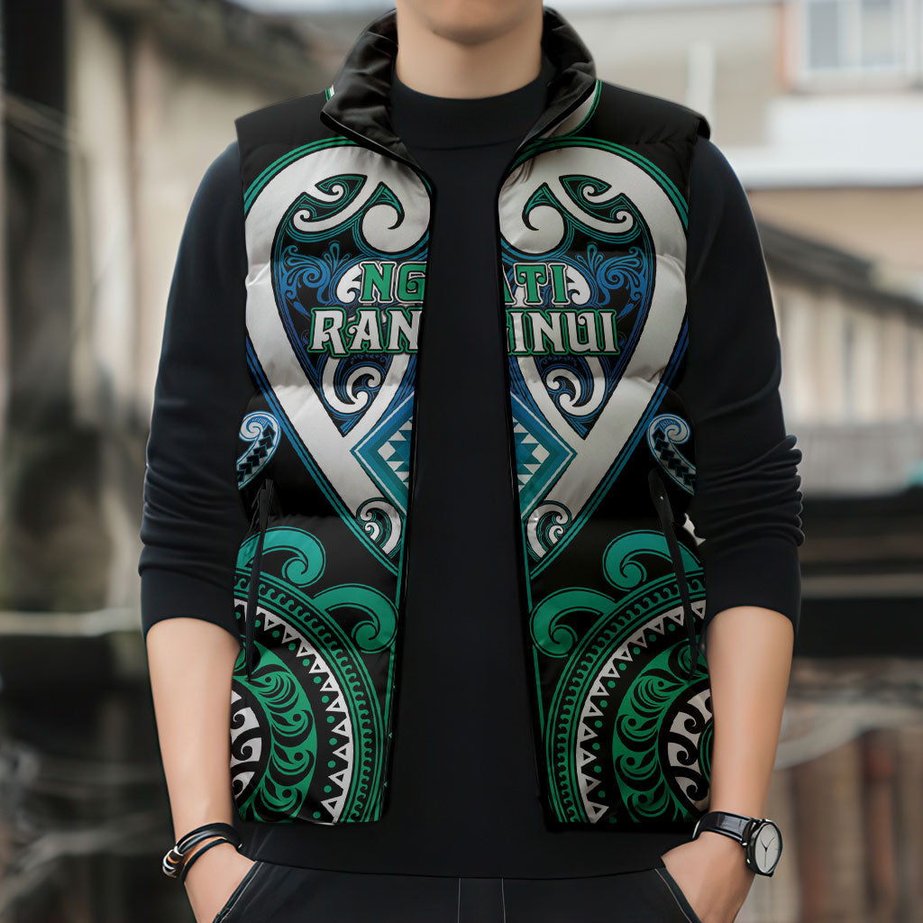 Custom Aotearoa Ngati Ranginui Sleeveless Puffer Jacket Maori Tribal Pattern