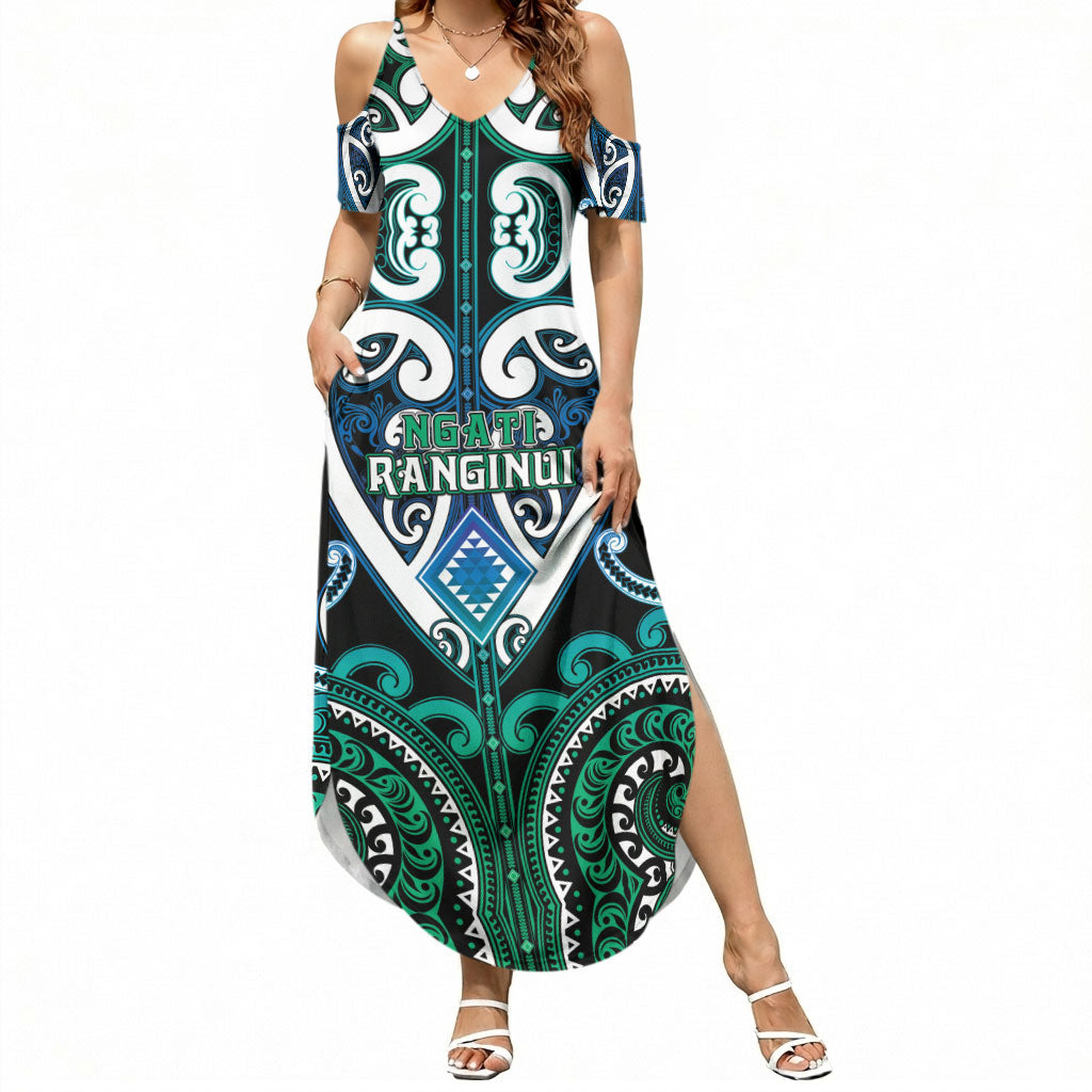 Custom Aotearoa Ngati Ranginui Summer Maxi Dress Maori Tribal Pattern