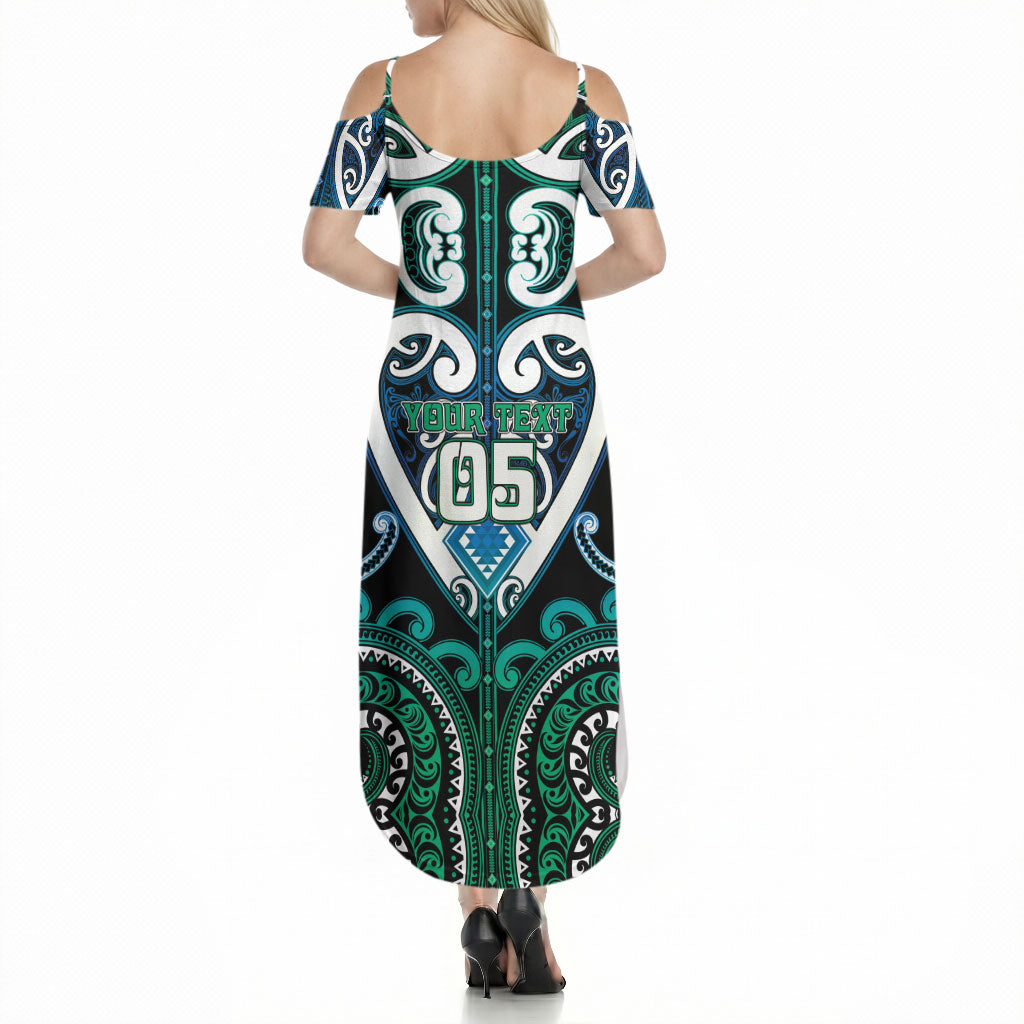 Custom Aotearoa Ngati Ranginui Summer Maxi Dress Maori Tribal Pattern