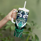 Custom Aotearoa Ngati Ranginui Tumbler With Handle Maori Tribal Pattern