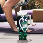 Custom Aotearoa Ngati Ranginui Tumbler With Handle Maori Tribal Pattern