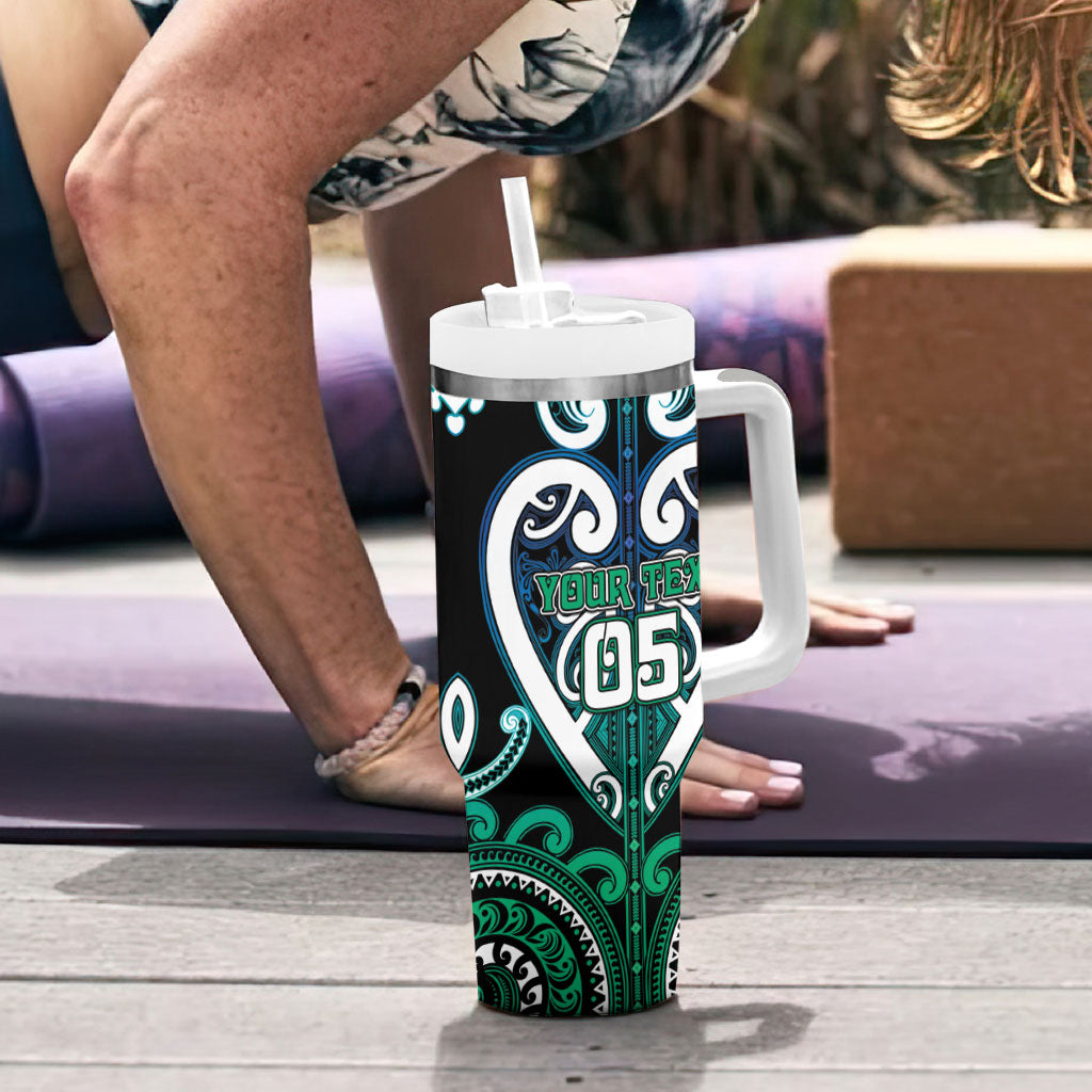 Custom Aotearoa Ngati Ranginui Tumbler With Handle Maori Tribal Pattern