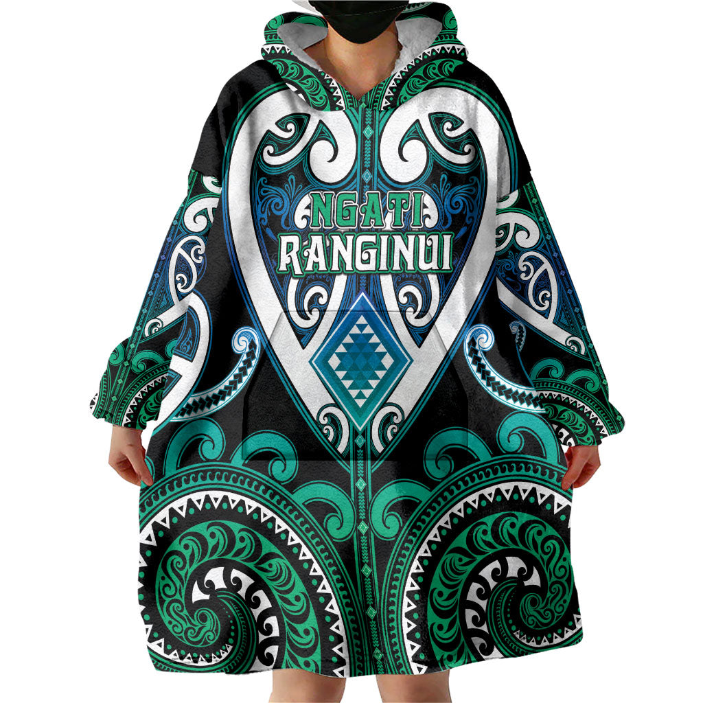 Custom Aotearoa Ngati Ranginui Wearable Blanket Hoodie Maori Tribal Pattern