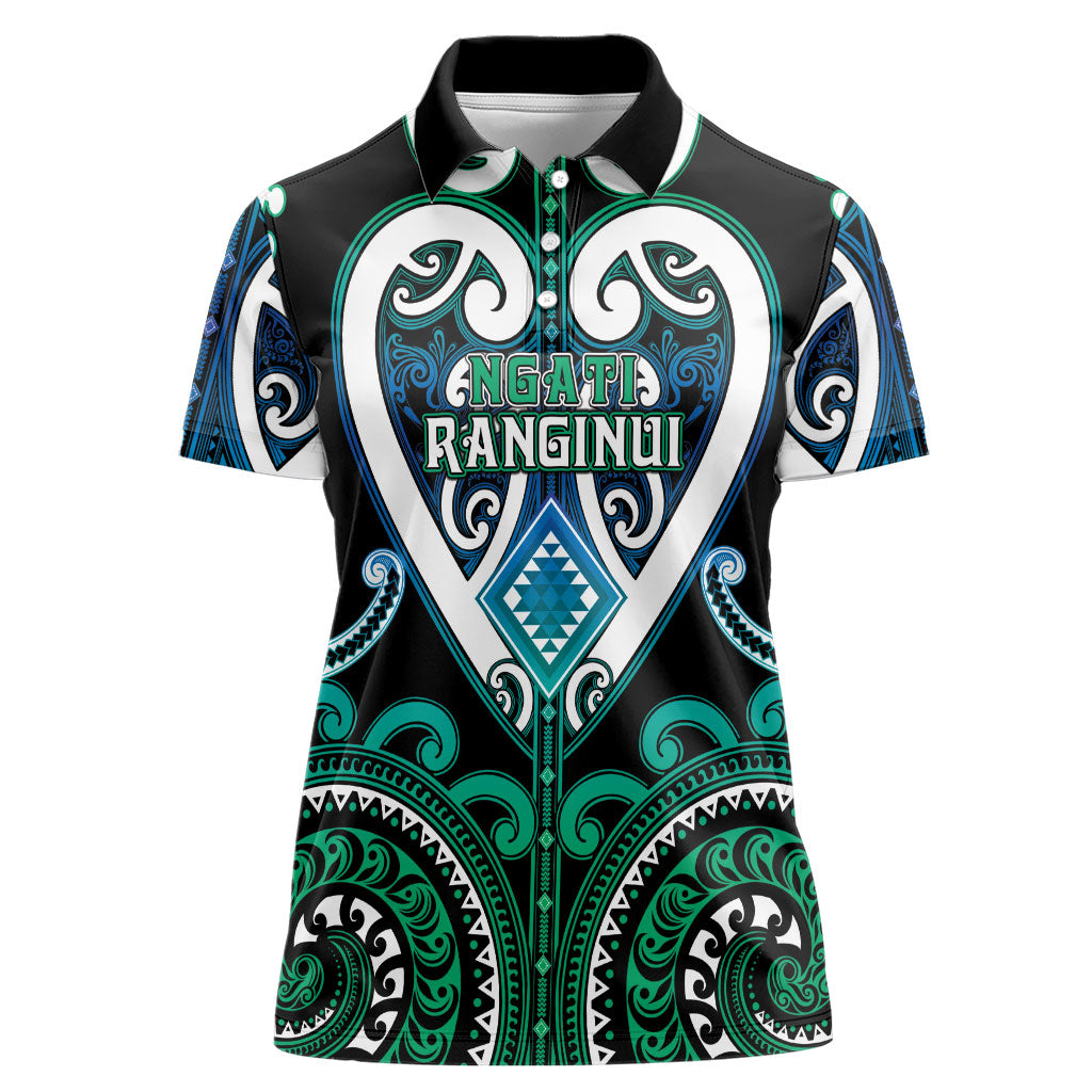 Custom Aotearoa Ngati Ranginui Women Polo Shirt Maori Tribal Pattern