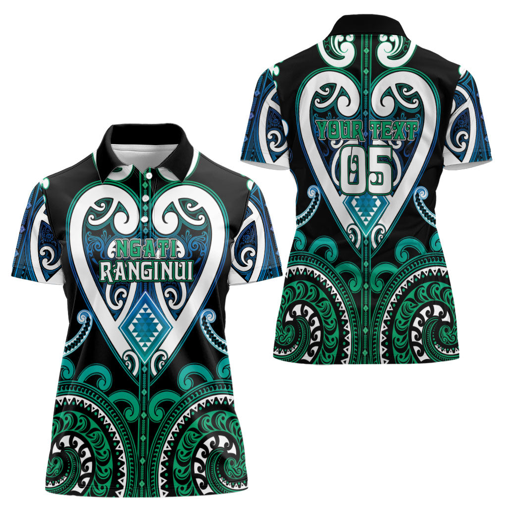 Custom Aotearoa Ngati Ranginui Women Polo Shirt Maori Tribal Pattern