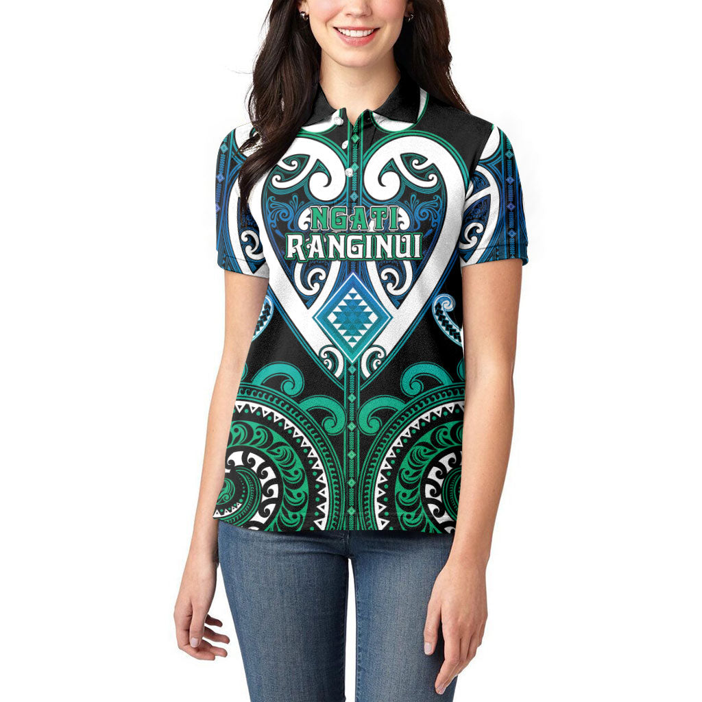 Custom Aotearoa Ngati Ranginui Women Polo Shirt Maori Tribal Pattern