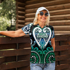 Custom Aotearoa Ngati Ranginui Women Polo Shirt Maori Tribal Pattern