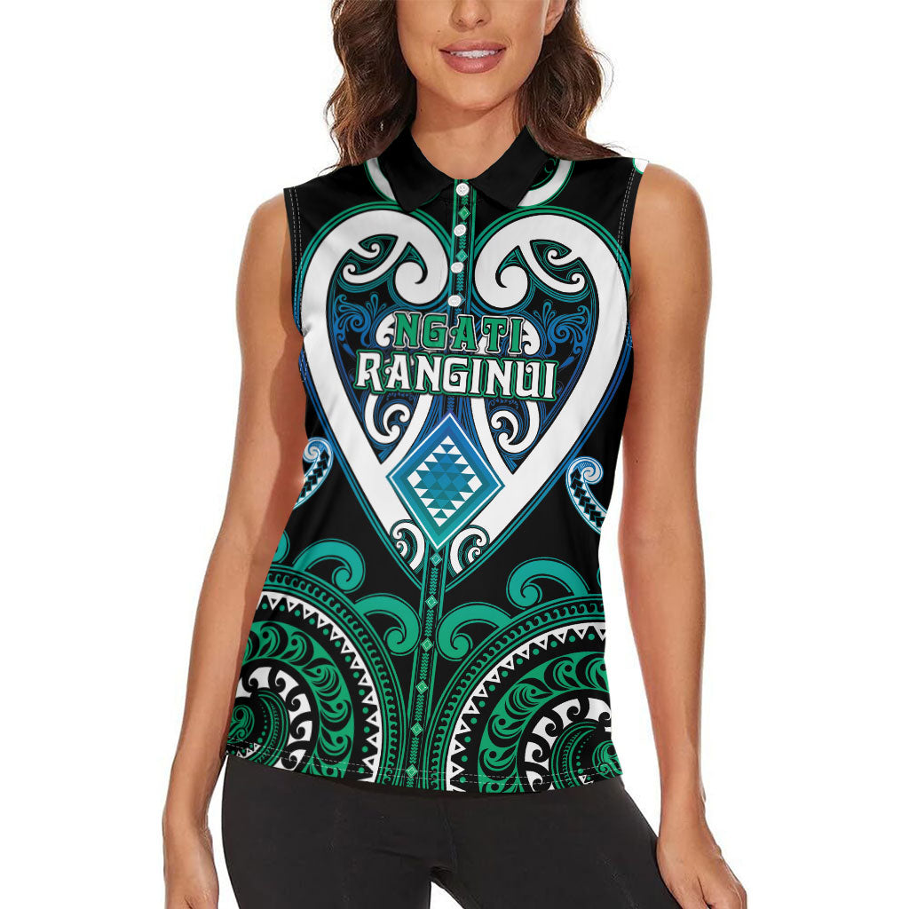 Custom Aotearoa Ngati Ranginui Women Sleeveless Polo Shirt Maori Tribal Pattern