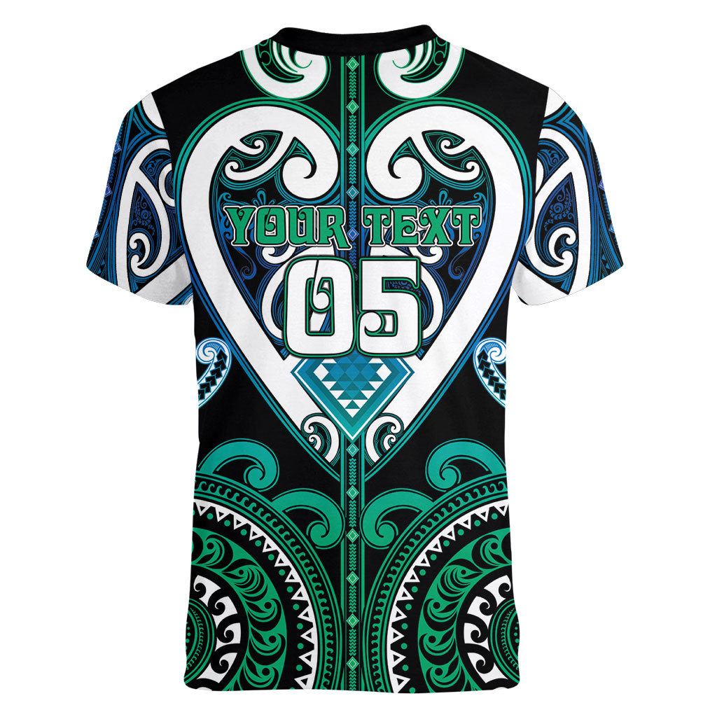 Custom Aotearoa Ngati Ranginui Women V-Neck T-Shirt Maori Tribal Pattern