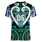 Custom Aotearoa Ngati Ranginui Women V-Neck T-Shirt Maori Tribal Pattern