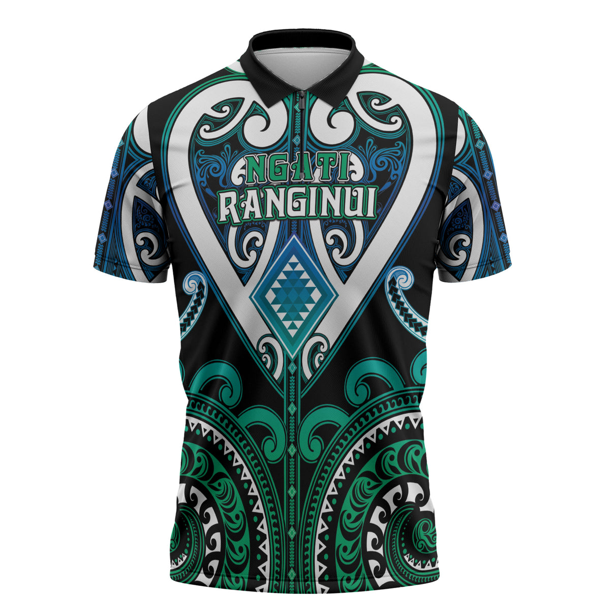 Custom Aotearoa Ngati Ranginui Zipper Polo Shirt Maori Tribal Pattern