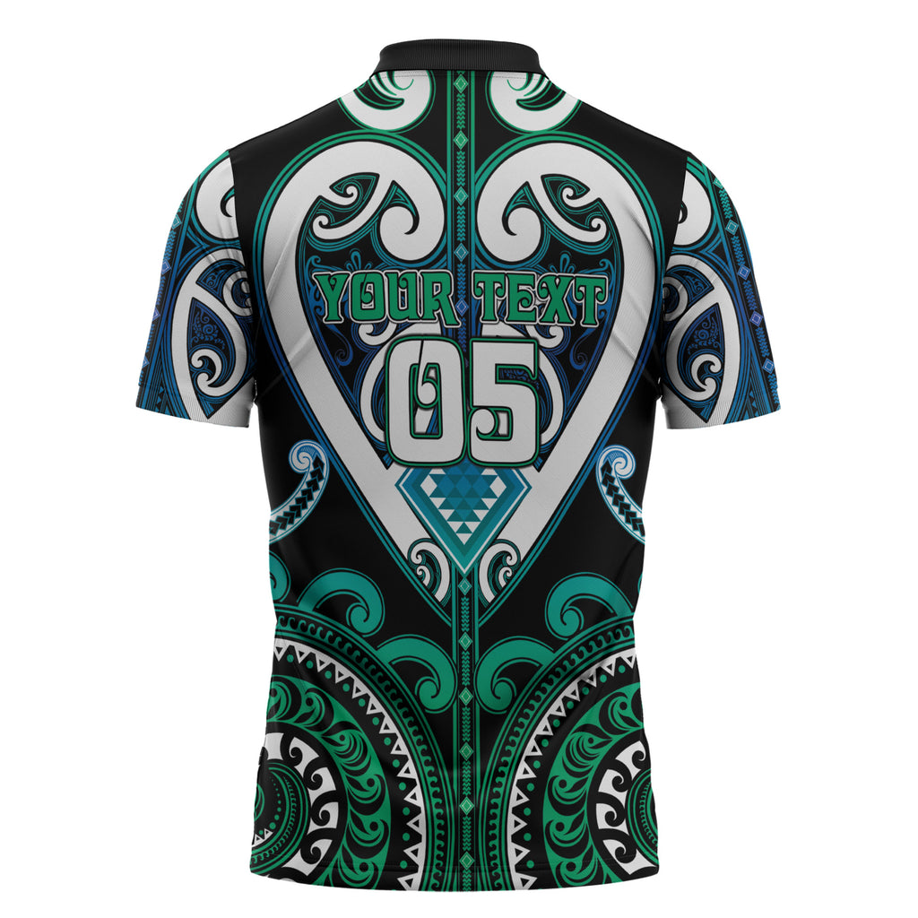 Custom Aotearoa Ngati Ranginui Zipper Polo Shirt Maori Tribal Pattern
