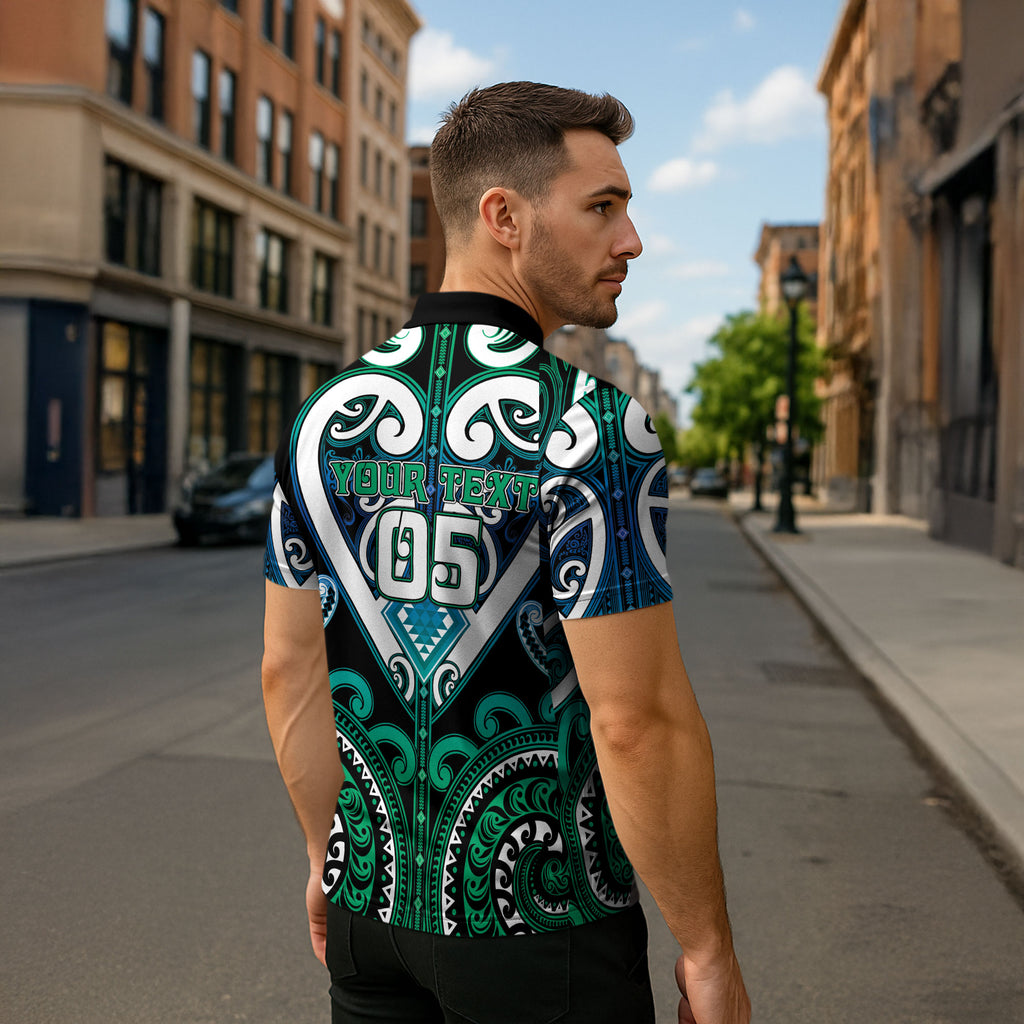 Custom Aotearoa Ngati Ranginui Zipper Polo Shirt Maori Tribal Pattern
