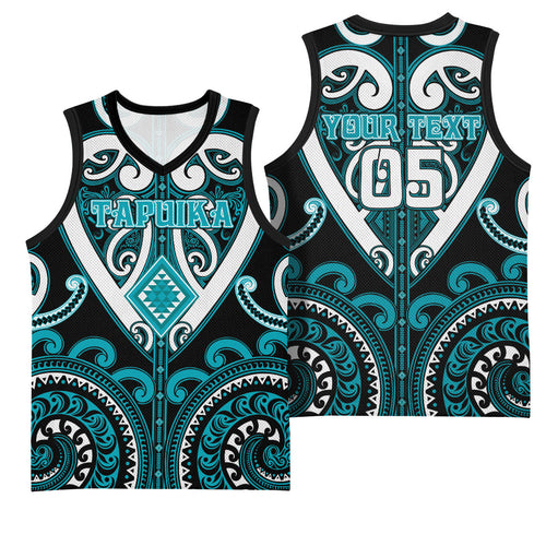 Custom Aotearoa Tapuika Basketball Jersey Maori Tribal Pattern
