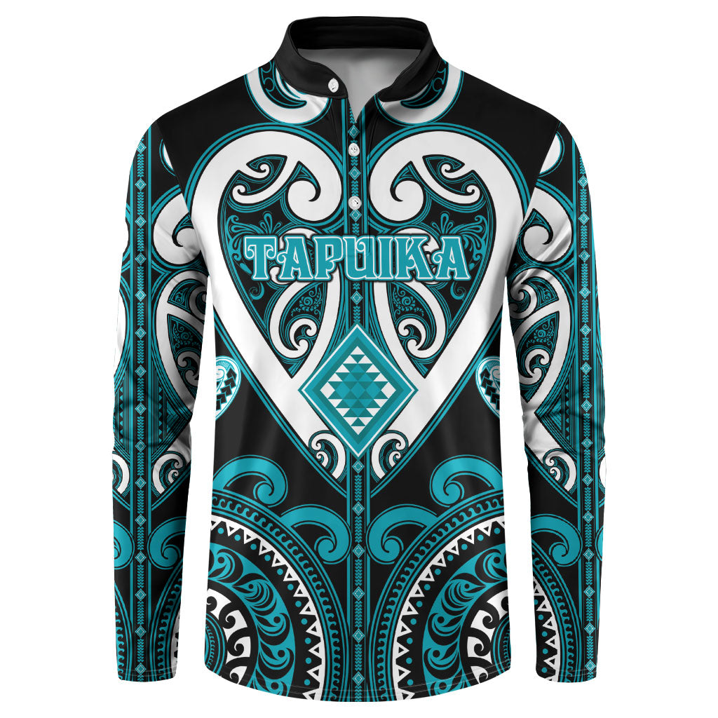 Custom Aotearoa Tapuika Button Sweatshirt Maori Tribal Pattern