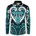 Custom Aotearoa Tapuika Button Sweatshirt Maori Tribal Pattern