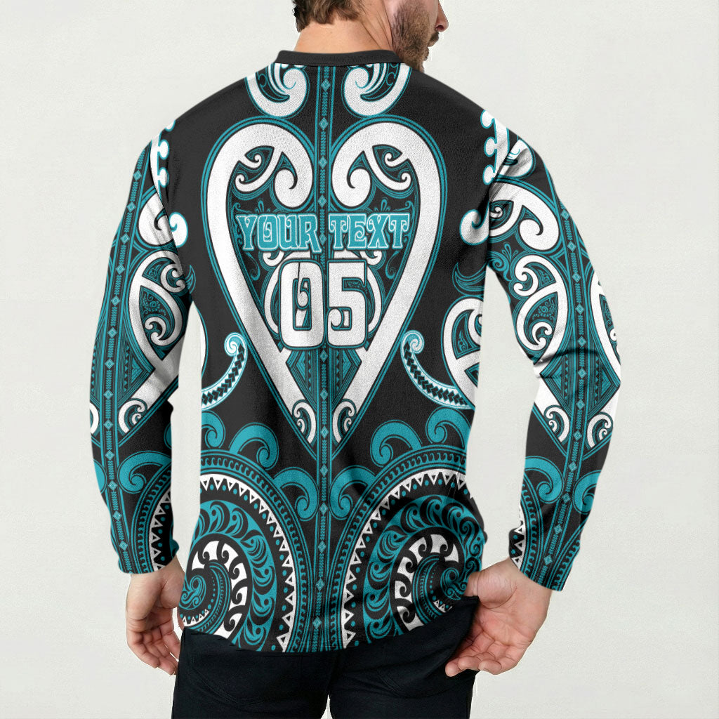 Custom Aotearoa Tapuika Button Sweatshirt Maori Tribal Pattern