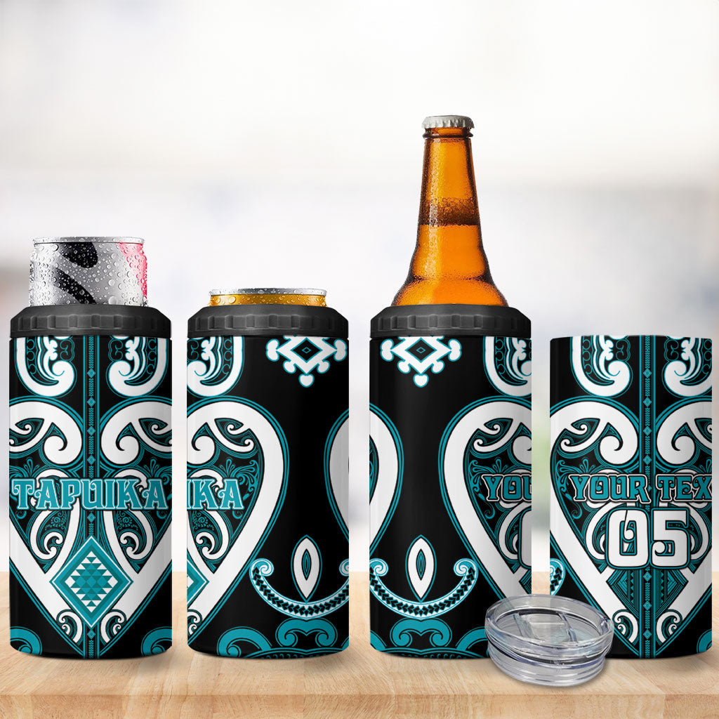 Custom Aotearoa Tapuika 4 in 1 Can Cooler Tumbler Maori Tribal Pattern