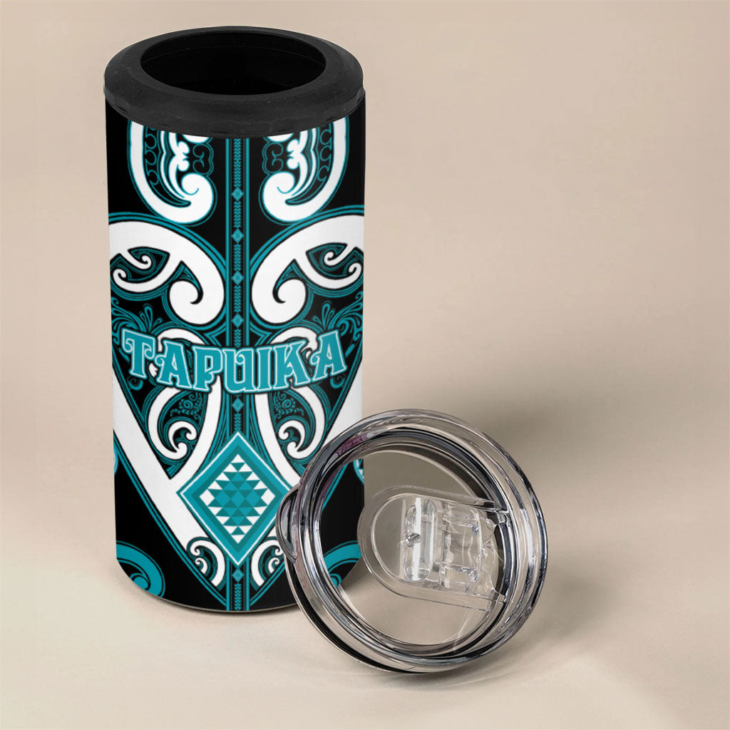 Custom Aotearoa Tapuika 4 in 1 Can Cooler Tumbler Maori Tribal Pattern