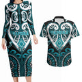 Custom Aotearoa Tapuika Couples Matching Long Sleeve Bodycon Dress and Hawaiian Shirt Maori Tribal Pattern