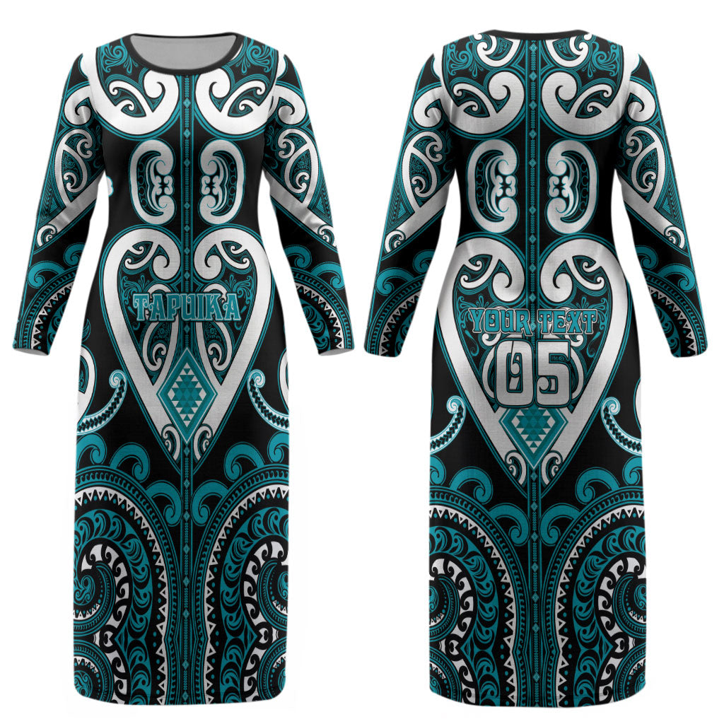 Custom Aotearoa Tapuika Couples Matching Long Sleeve Bodycon Dress and Hawaiian Shirt Maori Tribal Pattern