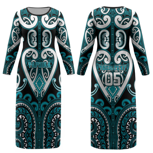 Custom Aotearoa Tapuika Couples Matching Long Sleeve Bodycon Dress and Hawaiian Shirt Maori Tribal Pattern