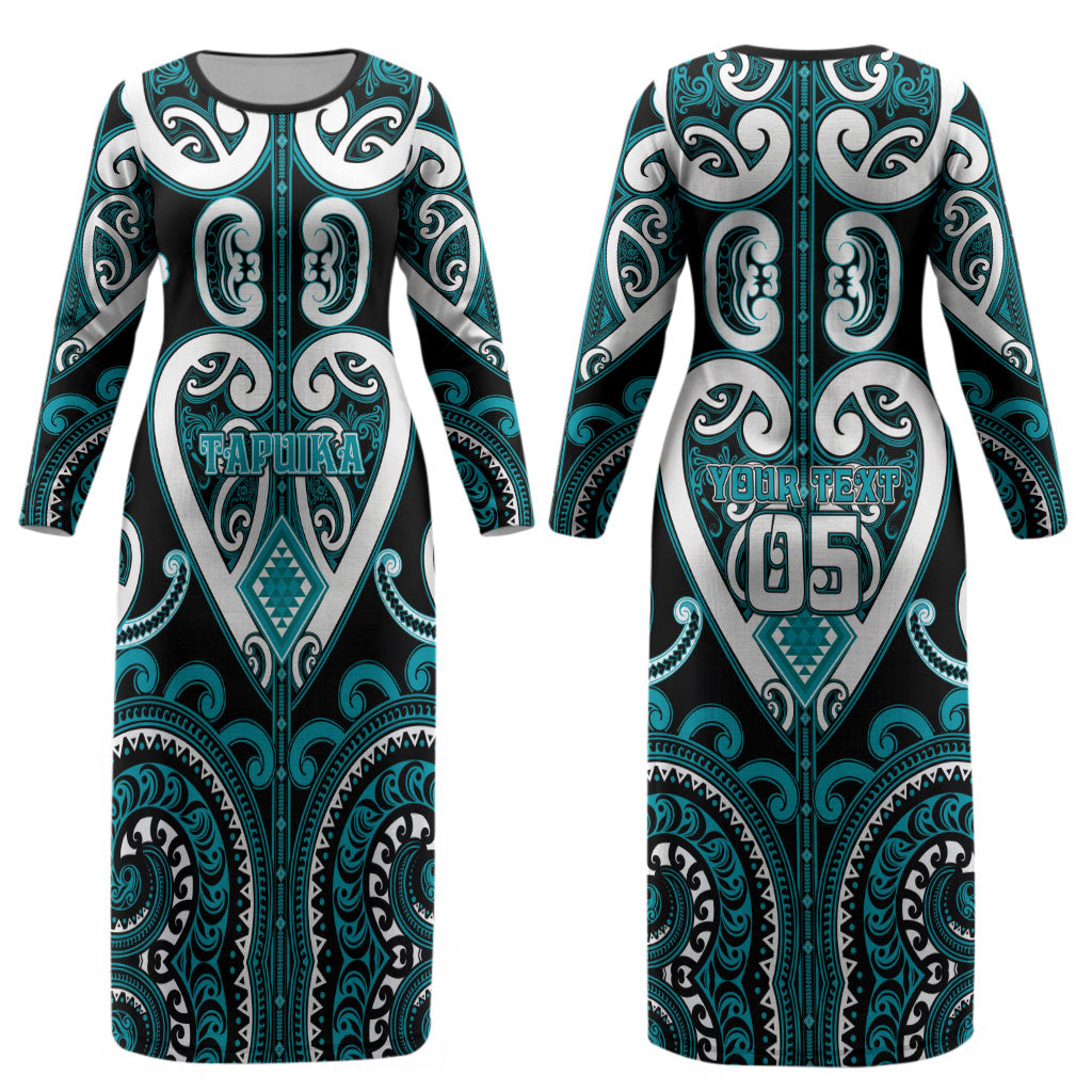 Custom Aotearoa Tapuika Couples Matching Long Sleeve Bodycon Dress and Long Sleeve Button Shirt Maori Tribal Pattern