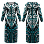 Custom Aotearoa Tapuika Couples Matching Long Sleeve Bodycon Dress and Long Sleeve Button Shirt Maori Tribal Pattern