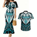 Custom Aotearoa Tapuika Couples Matching Mermaid Dress and Hawaiian Shirt Maori Tribal Pattern